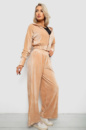 Спортивный костюм женский велровый, цвет бежевый, 257R4125