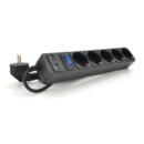Сетевой удлинитель MERLION B518U, 220В 10А, 5 розеток + 2 порта USB 2.1A, 1,8 м, сечение 3х0,75мм, черный  Q50