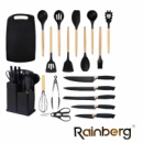 Набір кухонного приладдя на підставці Rainberg RB-2289  (Чорний, сірий, рожевий, м'ятний, білий)