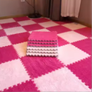 Коврик-пазл плюшевый, термоковрик, мат детский теплый 60*90см, 6 пазлов, цвет фуксия