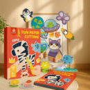 Альбом-книга для аппликации с шаблонами для вырезания из бумаги для развития мелкой моторики рук.Уровень 3