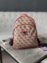 Рюкзак Guess якість LUX бежевий+червоні вставки