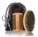 Набір аксесуарів для догляду за бородою та вусами (щітка, дерев'яний гребінь і ножиці )