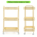 Етажерка мобільна триярусна универсальная з металу 45х30х78см Кремова SW-00002113