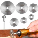 Набор отрезных кругов 6шт, дисковых пил 22-50мм для дремеля гравера, HSS сталь