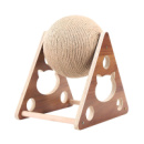 Когтеточка для котов настольная деревянная с шаром из сизаля 17х18х19 см, игрушка и тренажёр для кошек