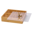 Менажница деревянная на 4 секции с крышкой квадратная HB-40-1