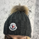 Шапка Moncler Winter Hat Knitted Pompon Dark Gray