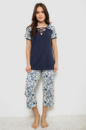Жіноча піжама з принтом, колір синій, 243R1602-001