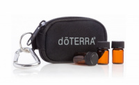 BLACK COSMETIC BAG WITH BOTTLES / Сумочка-брелок, черного цвета, с 8-ью пустыми бутылочками, по 2 мл