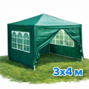 Садовый павильон / беседка / торговый тент (3x3x2,5 м) 4 стенки, с окнами, Зеленый