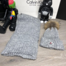 Зимний комплект Moncler Winter Hat Knitted Pompon and Scarf Gray