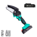 Аккумуляторная цепная пила Chainsaw 24V-A шина 10 см. 1/4«, + доп аккумулятор Бирюзовая мини электропила (ST)