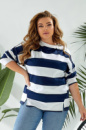 Світшот жіночий в смужку, колір біло-синій, 257R332-2