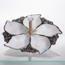 Менажница фарфоровая на 5 секций для закусок тарелка менажница 30×30×13 (см) Белый с серебром 918-44S