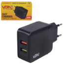 Мережевий зарядний пристрій VOIN 28W, 2 USB, QC3.0 (Port 1-5V*3A/9V*2A/12V*1.5A. Port 2-5V2A) (LC-24