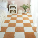 Коврик-пазл плюшевый, термоковрик, мат детский теплый 90*120см, 12 пазлов, цвет бежевый