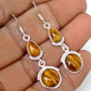 Серебряные серьги с тигровым глазом