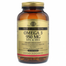 Рыбий Жир, Омега 3 (Omega-3 EPA, DHA), 950 мг, Тройная Сила, Solgar, 100 желатиновых капсул
