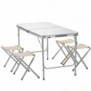 Стол раскладной + 4 стула Folding table (NO.3) Светлое дерево