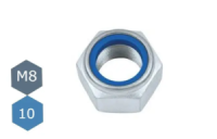 Гайка М8 самоконтрящая с нейлоновым кольцом класс прочности 10.0 DIN 985