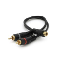 Кабель RCA (мама) => 2хRCA (папа), CU, круглый, Black, 0,2м, (Пакет) Q250