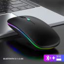 Мышка безпроводная компьюторная, безшумная, оптическая c RGB-подсветкой 2.4G+Bluetooth DPI 800/1000/1200 черная