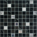 Самоклеющаяся полиуретановая плитка черно-белая мозаика 305х305х1мм (D) SW-00001149