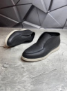 Ботинки ЛОФЕРЫ мужские кожаные LORO PIANA Leather Matte BLACK! Натуральная Кожа + Байка! Утепленные на Байке!