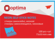 Стікери Optima, 75х50, синій неон, 100 арк.