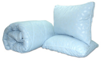 Одеяло лебяжий пух «Голубое» евро + 2 подушки 70х70