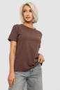 Футболка жіноча однотонна, колір коричневий, 204R3333