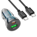 Набір АЗУ 12-24V HOCO Z47A+ кабель Type-C, USB 3.0+USB-C, 3A, кабель 1м, Black, Box