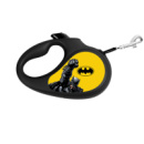 Повідець-рулетка для собак WAUDOG R-leash, малюнок «Бетмен Жовтий», M, до 25 кг, 5 м, світловідбиваюча стрічка чорний