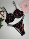 Комплект  Victoria's Secret  18830 черный с цветами kk054