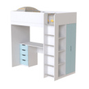 Кровать-чердак детская Art in Head Binky ДЮС33 1932x1800x832 Белый бриллиант/Голубая лагуна (МДФ) (BK03010021000)