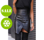 Асиметрична шкіряна спідниця на флісі «Terry» оптом | Розпродаж моделі