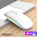 Мышка безпроводная компьюторная, безшумная, оптическая c RGB-подсветкой 2.4G+Bluetooth DPI 800/1000/1200 белая
