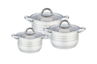 Набор посуды нержавеющий Maestro - 2,1 x 2,9 x 3,9 л (3 шт.) MR-3513-6M 1 шт.