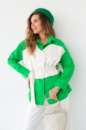 Жіноча сорочка зі вставкою з екошкіри BeRne — зелений колір, L (є розміри)