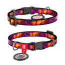 Нашийник для котів та дрібних порід собак нейлоновий WAUDOG Nylon з QR паспортом, малюнок «Куби 3Д», пластиковий фастекс, XS, Ш 10 мм, Дов 20-30 см