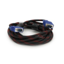 Кабель Merlion VGA 3+4, 5.0m, male to male (папа-папа), OD-8.2mm, 2 феррита, оплетка, круглый Black/Red, коннектор Blue, кулёк
