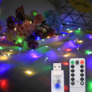 Светодиодная гирлянда USB, провод, разноцветная, 10 м, 100 светодиодов, 8 режимов, с пультом