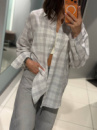 Рубашка женская в клетку из коттона 20909 S-XL белая с серым