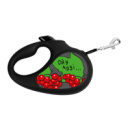 Повідець-рулетка для собак WAUDOG R-leash, малюнок «Калина», L, до 50 кг, 5 м, світловідбиваюча стрічка чорний