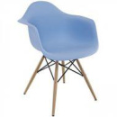 Кресло пластиковое Тауэр Вуд, основание дерево бук, голубого цвета