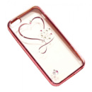 Чехол на iPhone 6/6s силиконовый прозрачный, с сердечком в камушках, с бампером под металл в камушках COV-051