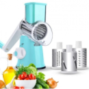 Овощерезка ручная мультислайсер Tabletop Drum Grater DL78 Терка для овощей и фруктов 3 насадки Голубая