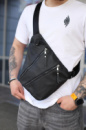 Чоловіча сумка із натуральної шкіри, сумка через плече SKILL Cross body (чорна)