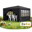 Садовый павильон / торговая палатка / беседка Gordon (3×4х2,5 м) 4 стены, с окнами и защитой UV 50+ (Графитовый)